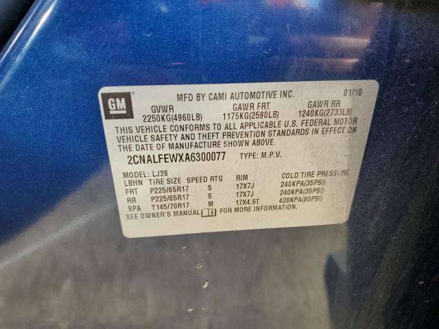 2CNALFEWXA6300077 - 2010 CHEVROLET EQUINOX LTZ BLUE photo 13