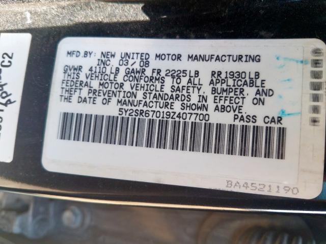 5Y2SR67019Z407700 - 2009 PONTIAC VIBE GT  photo 10