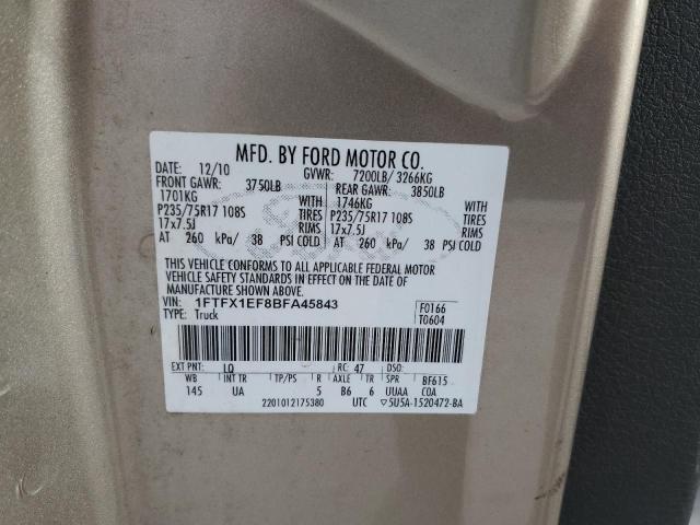 1FTFX1EF8BFA45843 - 2011 FORD F150 SUPER CAB GOLD photo 12