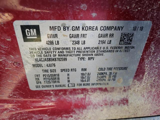 KL4CJASB5KB782599 - 2019 BUICK ENCORE PREFERRED Rot Foto 13