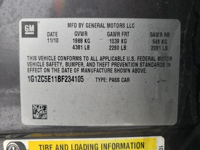 1G1ZC5E11BF234105 - 2011 CHEVROLET MALIBU 1LT CHARCOAL photo 13