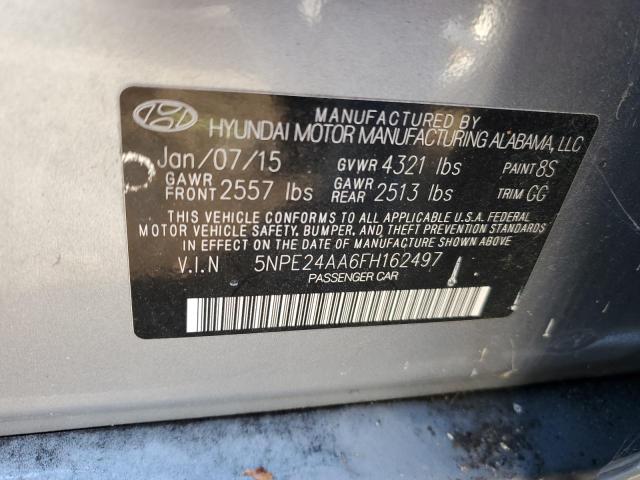 5NPE24AA6FH162497 - 2015 HYUNDAI SONATA ECO GRAY photo 12