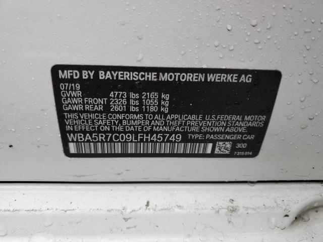 WBA5R7C09LFH45749 - 2020 BMW 330XI WHITE photo 12