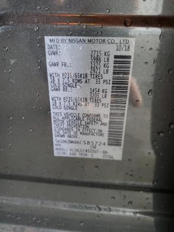 5N1DR2MN8KC585724 - 2019 NISSAN PATHFINDER S GRAY photo 13