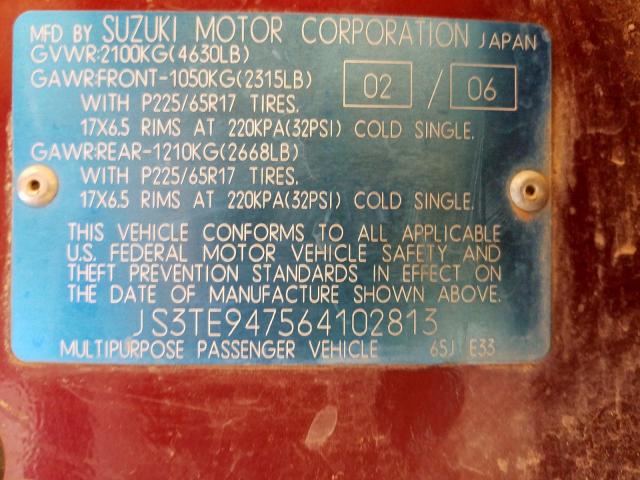 JS3TE947564102813 - 2006 SUZUKI GRAND VITARA LUXURY  photo 10