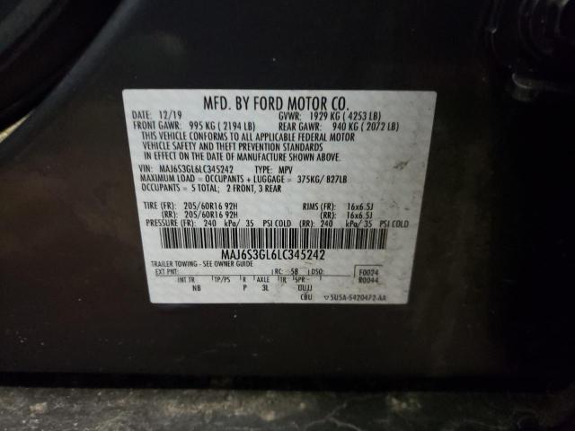 MAJ6S3GL6LC345242 - 2020 FORD ECOSPORT SE GRAY photo 12