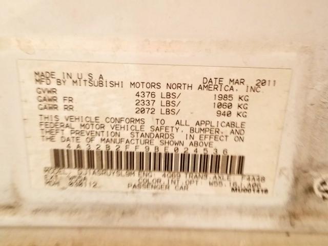 4A32B2FF9BE024536 - 2011 MITSUBISHI GALANT FE  photo 10