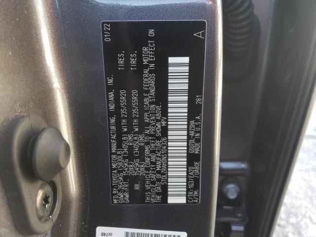 5TDLZRAH0NS104326 - 2022 TOYOTA HIGHLANDER XSE CHARCOAL photo 13