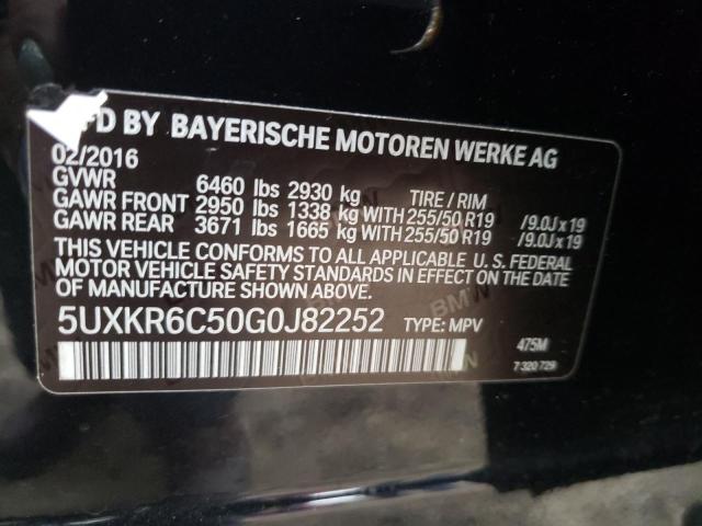 5UXKR6C50G0J82252 - 2016 BMW X5 XDRIVE50I BLACK photo 13