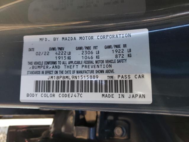 JM1BPBML9N1515889 - 2022 MAZDA 3 PREMIUM BLUE photo 12