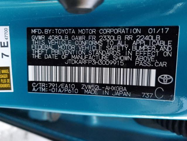 JTDKARFP3H3009915 - 2017 TOYOTA PRIUS PRIM Blau Foto 12