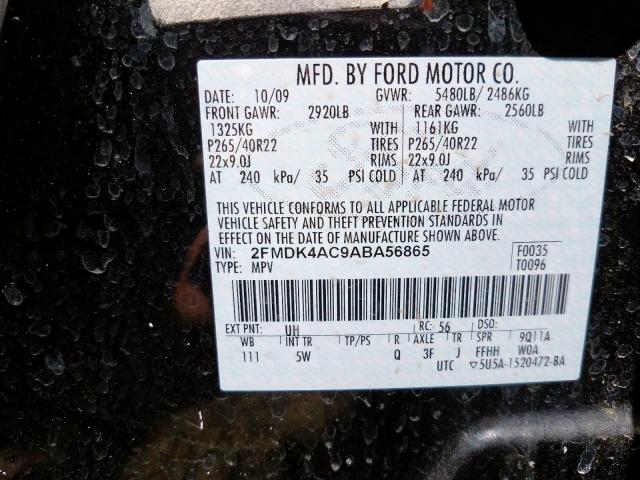 2FMDK4AC9ABA56865 - 2010 FORD EDGE SPORT  photo 10