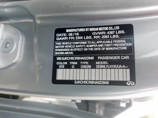 SJKCH5CR9HA022949 - 2017 INFINITI QX30 BASE  photo 10