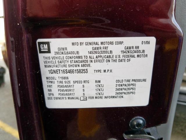 1GNET16S466158253 - 2006 CHEVROLET TRAILBLAZER EXT LS  photo 10