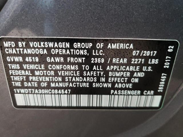 1VWDT7A30HC084547 - 2017 VOLKSWAGEN PASSAT R-L 灰色 照片 12
