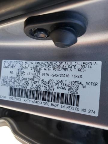 3TMJU4GN7FM177829 - 2015 TOYOTA TACOMA DOUBLE CAB PRERUNNER SILVER photo 10