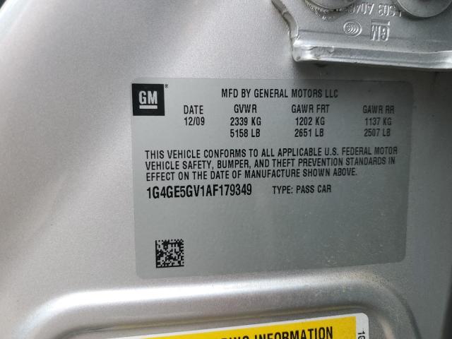 1G4GE5GV1AF179349 - 2010 BUICK LACROSSE CXS SILVER photo 12