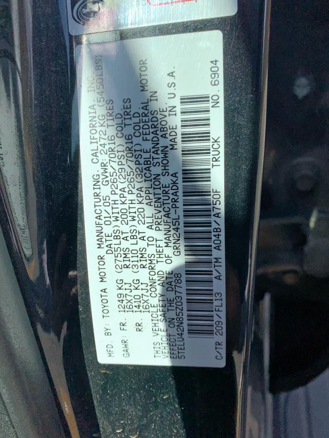 5TELU42N85Z037788 - 2005 TOYOTA TACOMA DOUBLE CAB  照片 10