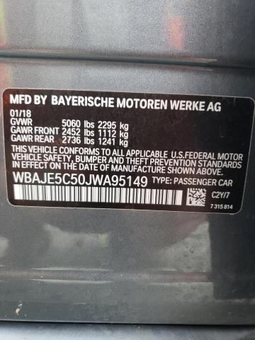WBAJE5C50JWA95149 - 2018 BMW 540 I SILVER photo 12