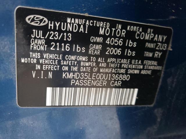 KMHD35LE0DU136880 - 2013 HYUNDAI ELANTRA GT BLUE photo 13