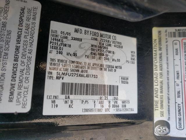 5LMFU275X6LJ01753 - 2006 LINCOLN NAVIGATOR 黑色 照片 10