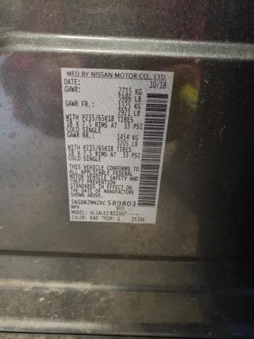 5N1DR2MN2KC589803 - 2019 NISSAN PATHFINDER S GRAY photo 13