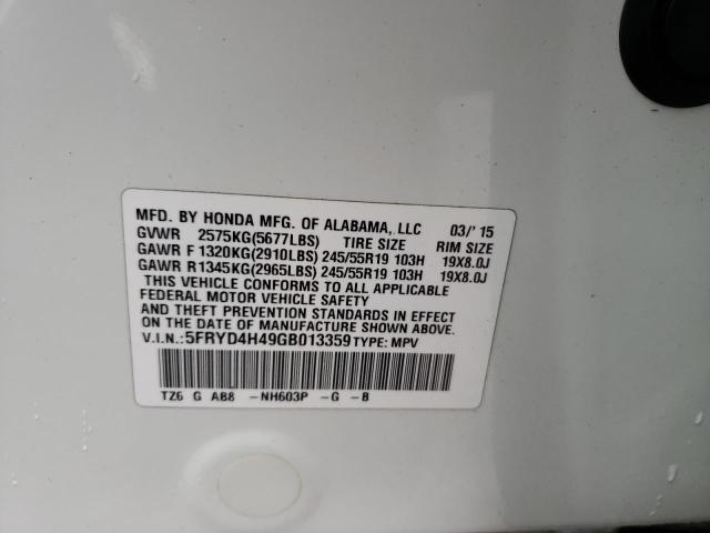 5FRYD4H49GB013359 - 2016 ACURA MDX TECHNOLOGY WHITE photo 14