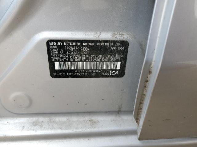 ML32F4FJ9HH003607 - 2017 MITSUBISHI MIRAGE G4 SE SILVER photo 12