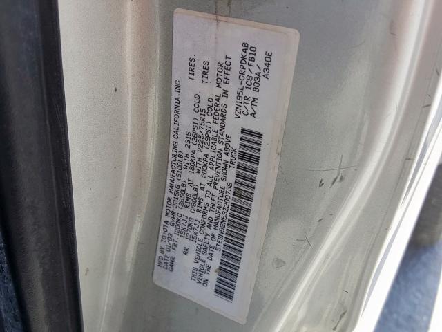 5TESN92N53Z200738 - 2003 TOYOTA TACOMA XTRACAB PRERUNNER  ფოტო 10