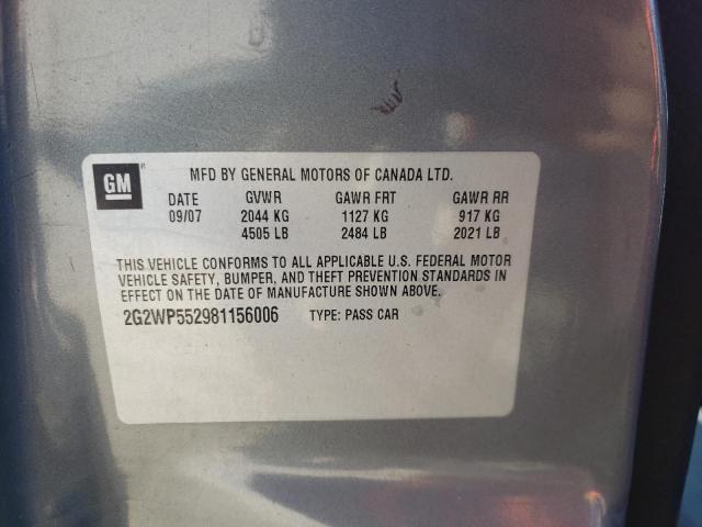 2G2WP552981156006 - 2008 PONTIAC GRAND PRIX 灰色 照片 12