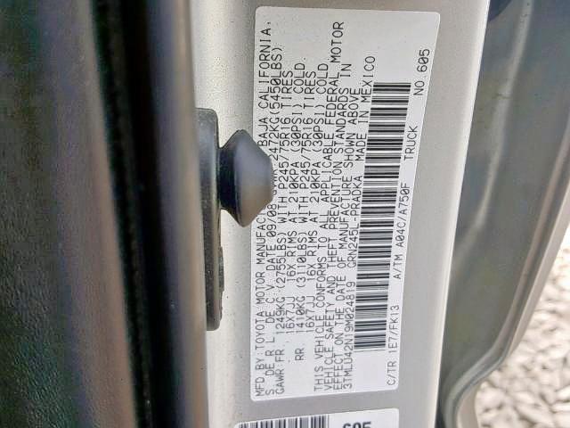 3TMLU42N19M024819 - 2009 TOYOTA TACOMA DOUBLE CAB  照片 10