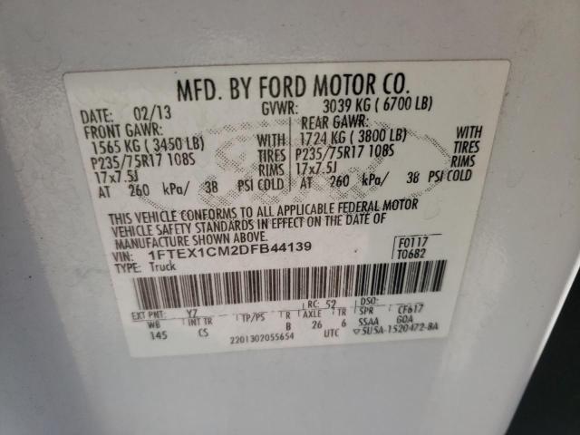 1FTEX1CM2DFB44139 - 2013 FORD F150 SUPER CAB WHITE photo 12