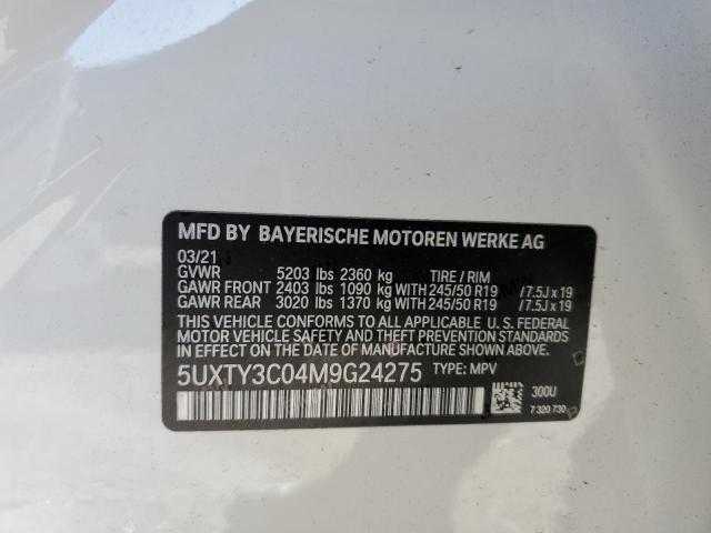 5UXTY3C04M9G24275 - 2021 BMW X3 SDRIVE30I WHITE photo 14