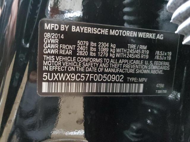 5UXWX9C57F0D50902 - 2015 BMW X3 XDRIVE28I BLACK photo 12