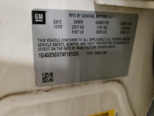 1G4GE5GV7AF181235 - 2010 BUICK LACROSSE CXS WHITE photo 12