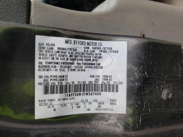 1FAFP34N15W267400 - 2005 FORD FOCUS ZX4 GRAY photo 12