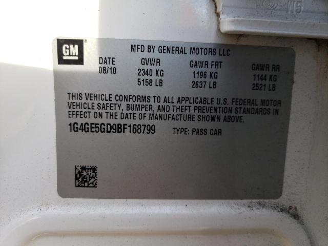 1G4GE5GD9BF168799 - 2011 BUICK LACROSSE CXS WHITE photo 12