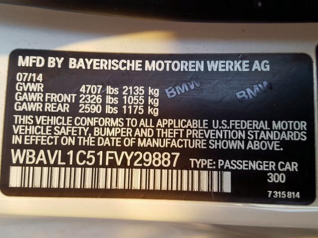 WBAVL1C51FVY29887 - 2015 BMW X1 XDRIVE28I  照片 10