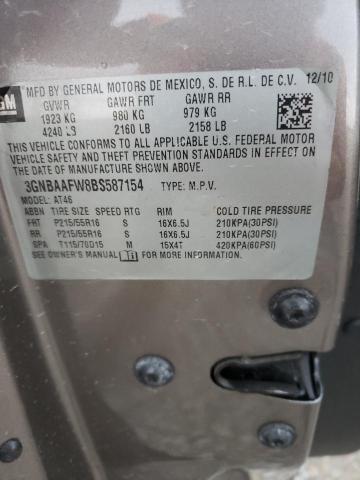 3GNBAAFW8BS587154 - 2011 CHEVROLET HHR LS 灰色 照片 12