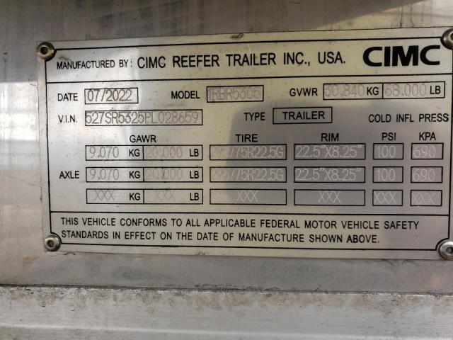 527SR5325PL028659 - 2023 CIMC REEFER TRL WHITE photo 10