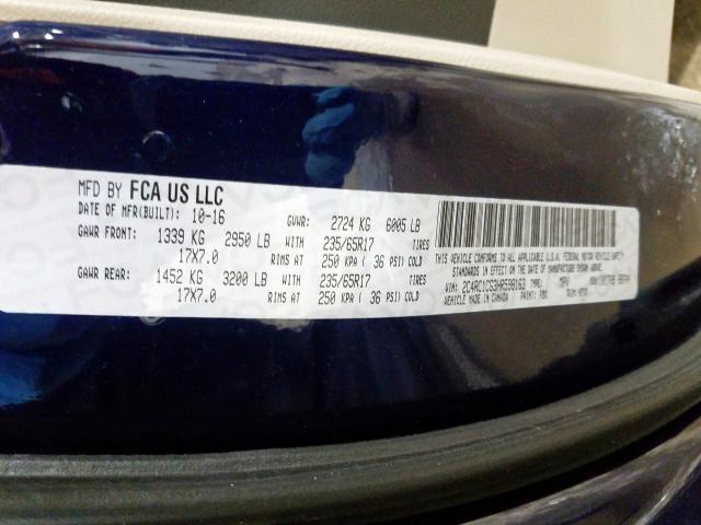 2C4RC1CG3HR598163 - 2017 CHRYSLER PACIFICA LX  photo 10