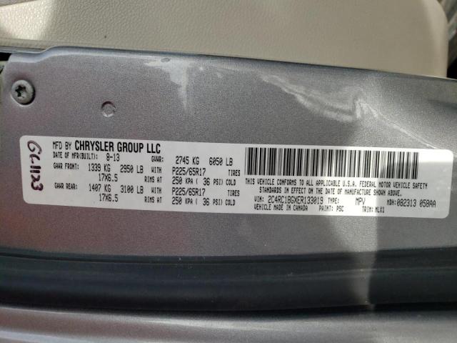 2C4RC1BGXER133019 - 2014 CHRYSLER TOWN & COU TOURING SILVER photo 13