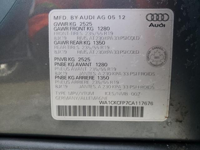 WA1CKCFP7CA117676 - 2012 AUDI Q5 GRAY photo 13