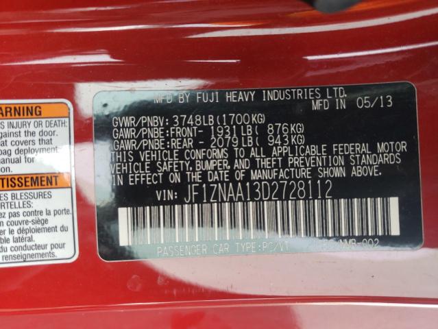 JF1ZNAA13D2728112 - 2013 TOYOTA SCION FR-S RED photo 12