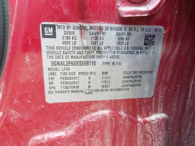 3GNAL2EK6ES568116 - 2014 CHEVROLET CAPTIVA LS  照片 10