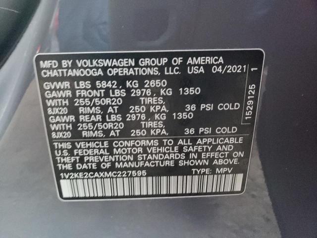 1V2KE2CAXMC227595 - 2021 VOLKSWAGEN ATLAS CROS SE Boz foto 12