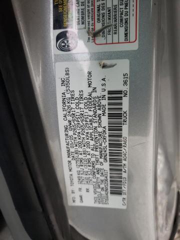 5TEUU42NX5Z064317 - 2005 TOYOTA TACOMA ACCESS CAB ვერცხლისფერი ფოტო 12