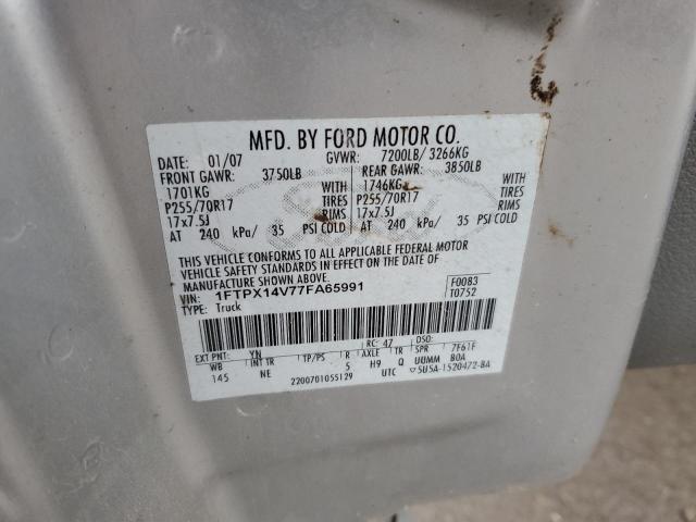 1FTPX14V77FA65991 - 2007 FORD F150 SILVER photo 12