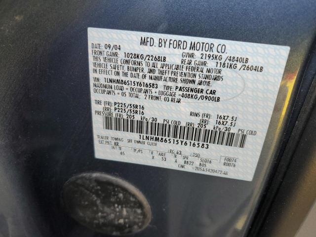 1LNHM86S15Y616583 - 2005 LINCOLN LS Mavi foto 12