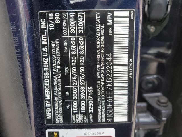 4JGDF6EE7KB222044 - 2019 MERCEDES-BENZ GLS 450 4MATIC BLUE photo 13